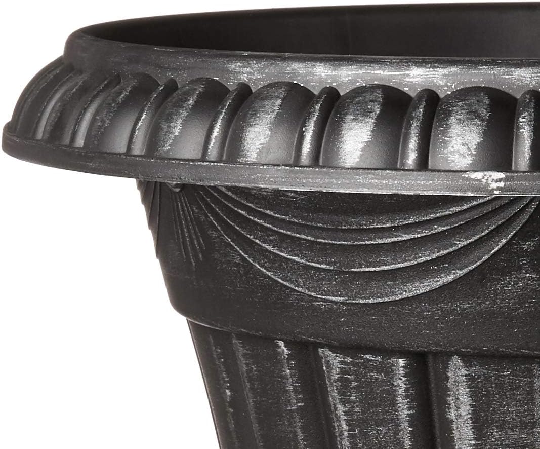 PL10BK Classic Traditional Plastic Urn Planter Indoor/Outdoor, 15" x 13", Black