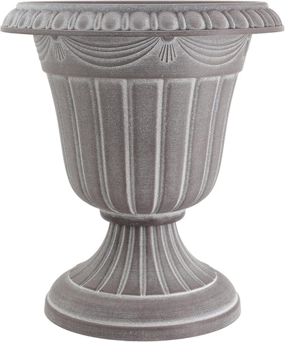 PL10BK Classic Traditional Plastic Urn Planter Indoor/Outdoor, 15" x 13", Black