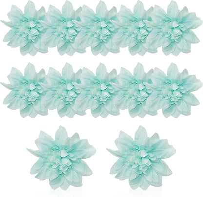 12 Pcs Fake Flowers Stemless Dahlia Flower Heads, 3.9 inch Dahlia Light Pink Artificial Flowers for Outdoors,Realistic Silk Flowers for Crafts Bouquets Wedding Home Table Centerpieces Decorations