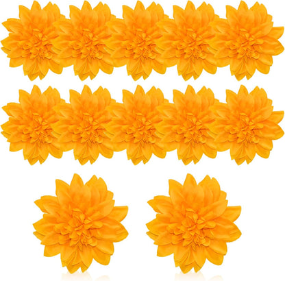 12 Pcs Fake Flowers Stemless Dahlia Flower Heads, 3.9 inch Dahlia Light Pink Artificial Flowers for Outdoors,Realistic Silk Flowers for Crafts Bouquets Wedding Home Table Centerpieces Decorations