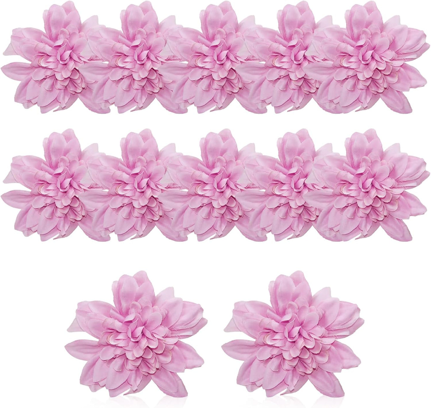12 Pcs Fake Flowers Stemless Dahlia Flower Heads, 3.9 inch Dahlia Light Pink Artificial Flowers for Outdoors,Realistic Silk Flowers for Crafts Bouquets Wedding Home Table Centerpieces Decorations