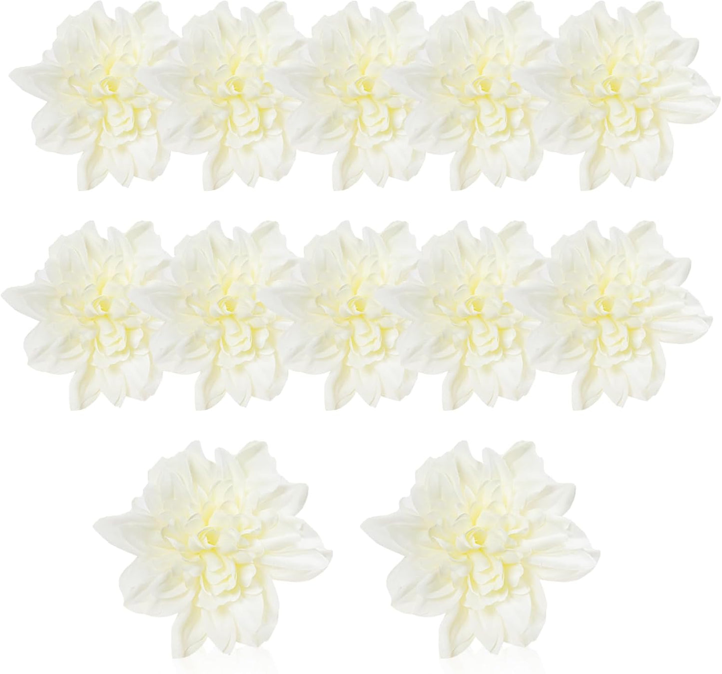 12 Pcs Fake Flowers Stemless Dahlia Flower Heads, 3.9 inch Dahlia Light Pink Artificial Flowers for Outdoors,Realistic Silk Flowers for Crafts Bouquets Wedding Home Table Centerpieces Decorations