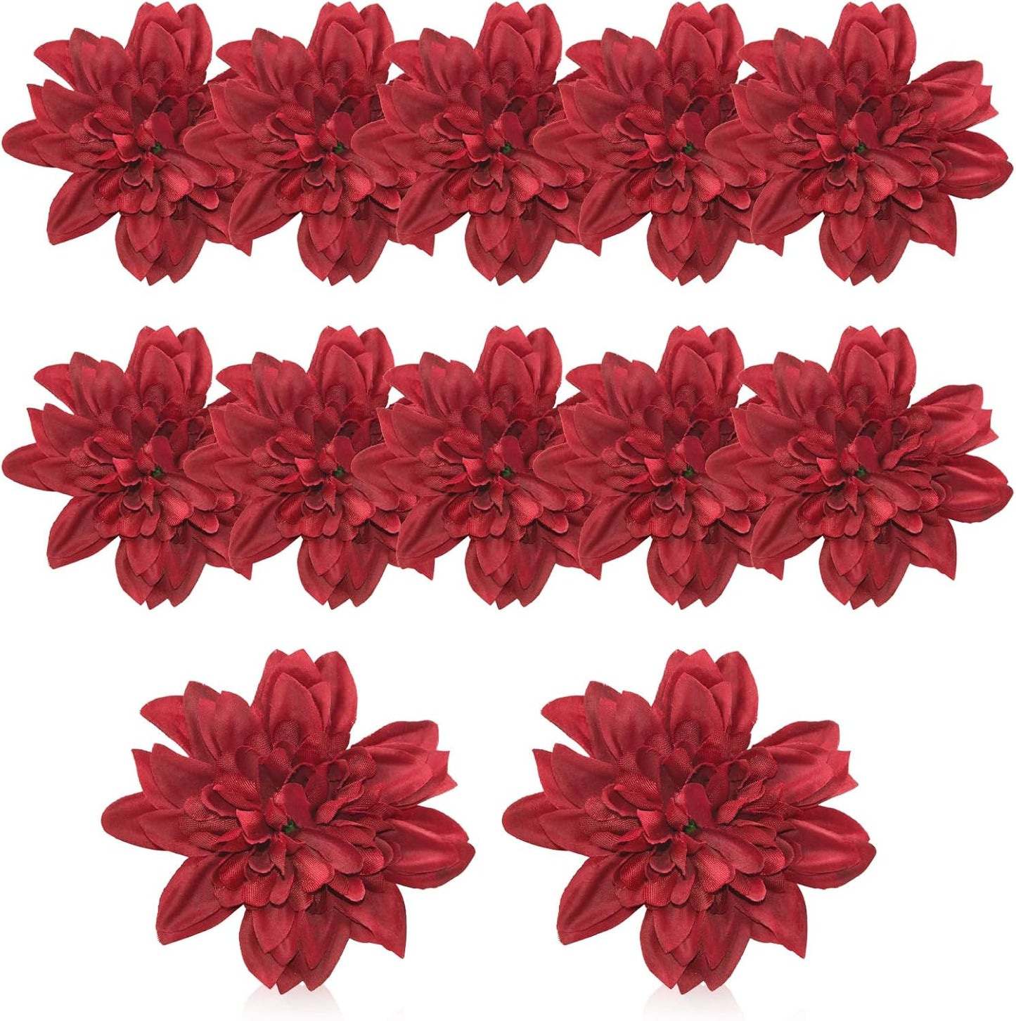 12 Pcs Fake Flowers Stemless Dahlia Flower Heads, 3.9 inch Dahlia Light Pink Artificial Flowers for Outdoors,Realistic Silk Flowers for Crafts Bouquets Wedding Home Table Centerpieces Decorations