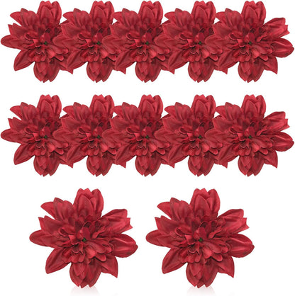 12 Pcs Fake Flowers Stemless Dahlia Flower Heads, 3.9 inch Dahlia Light Pink Artificial Flowers for Outdoors,Realistic Silk Flowers for Crafts Bouquets Wedding Home Table Centerpieces Decorations