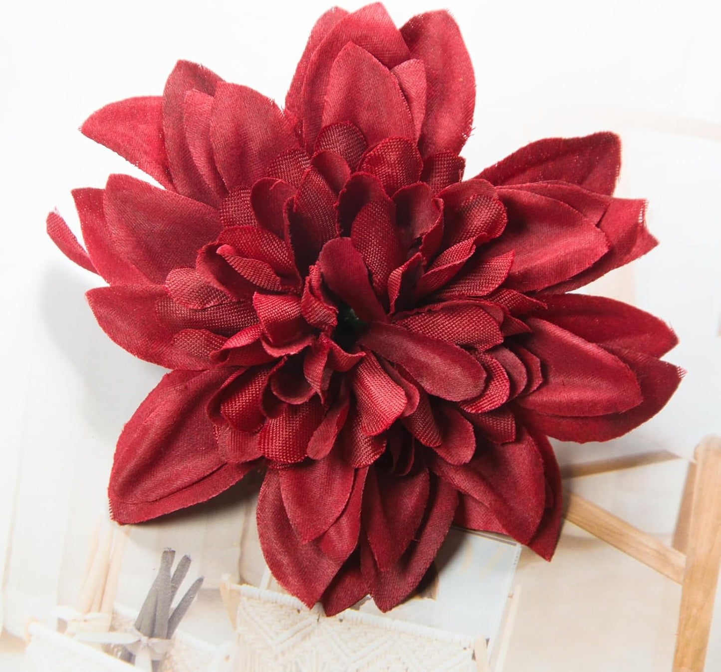 12 Pcs Fake Flowers Stemless Dahlia Flower Heads, 3.9 inch Dahlia Light Pink Artificial Flowers for Outdoors,Realistic Silk Flowers for Crafts Bouquets Wedding Home Table Centerpieces Decorations
