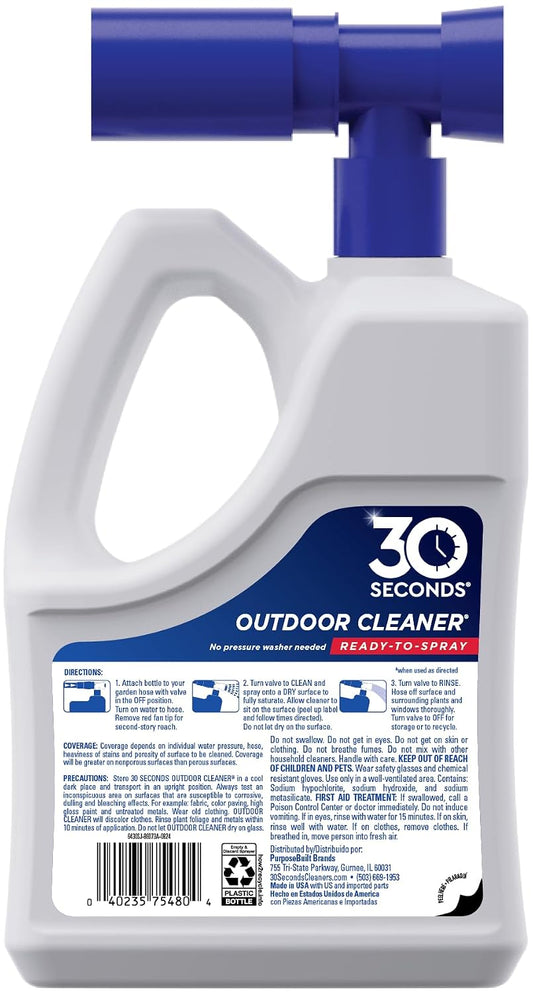 Outdoor Cleaner | Cleans Moss Stains from House, Vinyl Siding, Deck, Patio, Fence - 3 Capped Bottles, 1 Hose End Spray Attachment (64 Fl Oz (Pack of 3)