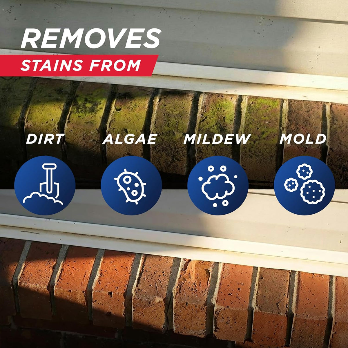 Outdoor Cleaner | Cleans Moss Stains from House, Vinyl Siding, Deck, Patio, Fence - 3 Capped Bottles, 1 Hose End Spray Attachment (64 Fl Oz (Pack of 3)