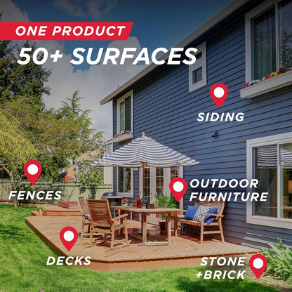 Outdoor Cleaner | Cleans Moss Stains from House, Vinyl Siding, Deck, Patio, Fence - 3 Capped Bottles, 1 Hose End Spray Attachment (64 Fl Oz (Pack of 3)