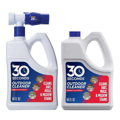 Outdoor Cleaner | Cleans Moss Stains from House, Vinyl Siding, Deck, Patio, Fence - 3 Capped Bottles, 1 Hose End Spray Attachment (64 Fl Oz (Pack of 3)