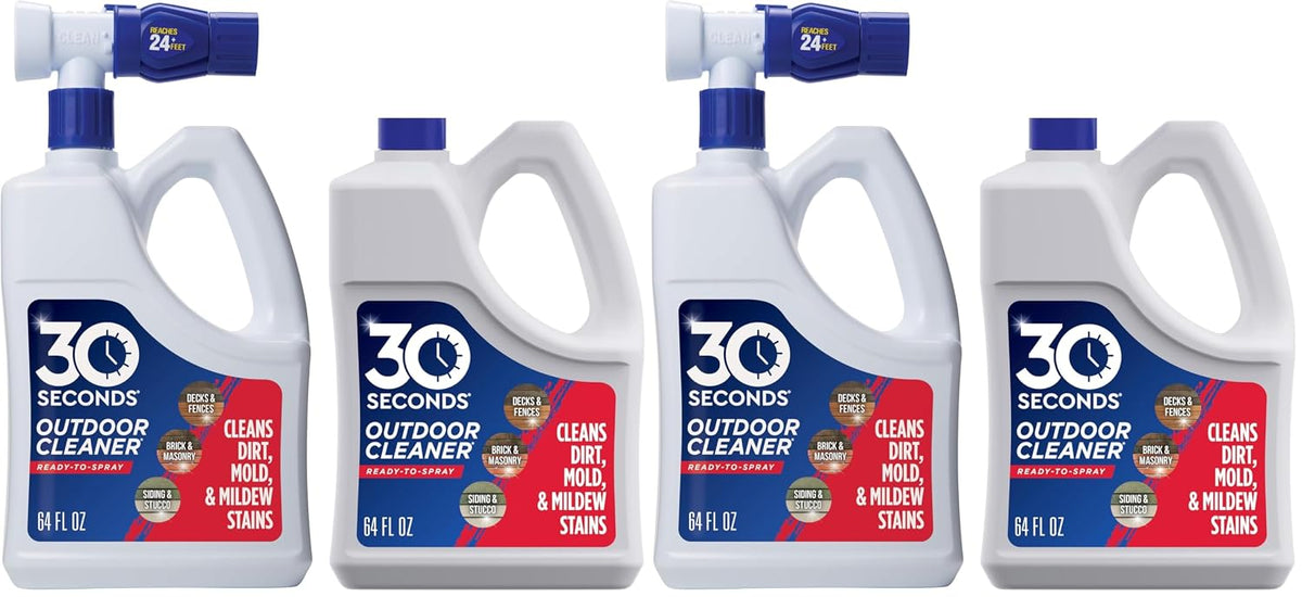 Outdoor Cleaner | Cleans Moss Stains from House, Vinyl Siding, Deck, Patio, Fence - 3 Capped Bottles, 1 Hose End Spray Attachment (64 Fl Oz (Pack of 3)