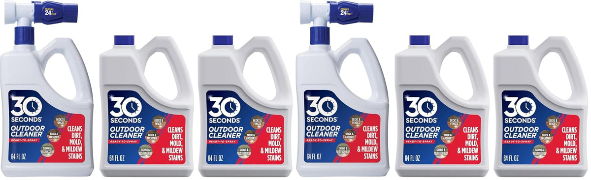 Outdoor Cleaner | Cleans Moss Stains from House, Vinyl Siding, Deck, Patio, Fence - 3 Capped Bottles, 1 Hose End Spray Attachment (64 Fl Oz (Pack of 3)