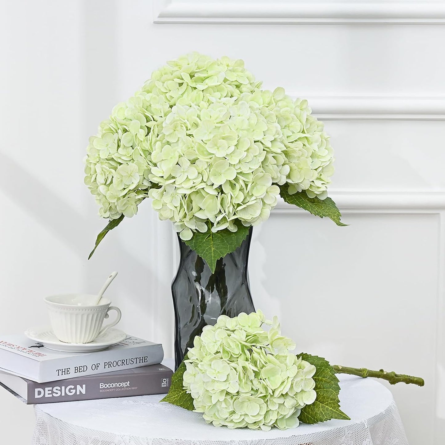 3Pcs 21in Hydrangea Artificial Flowers, Latex Real Touch Hydrangeas Lifelike Large Hydrangea Flowers for Home Decor Party Arrangements Wedding Bouquets Centerpieces (Blue)