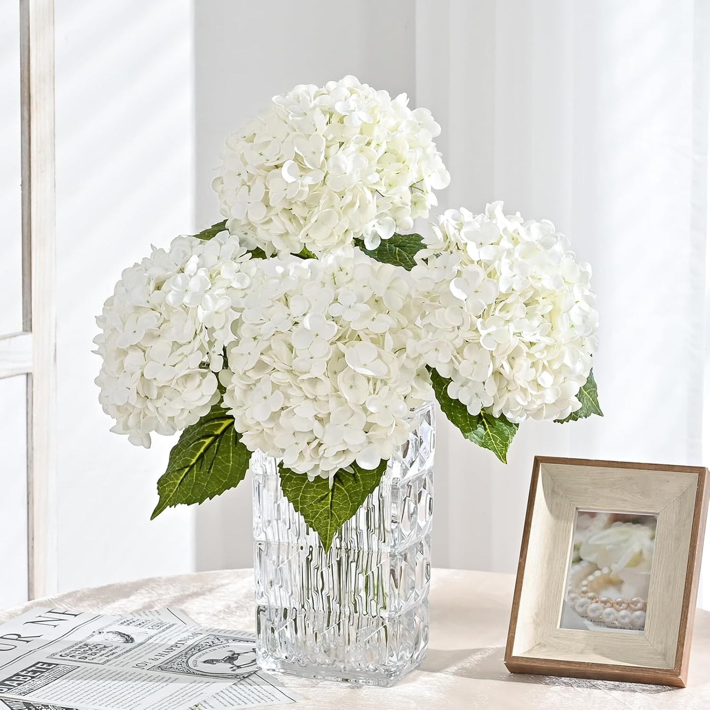 3Pcs 21in Hydrangea Artificial Flowers, Latex Real Touch Hydrangeas Lifelike Large Hydrangea Flowers for Home Decor Party Arrangements Wedding Bouquets Centerpieces (Blue)