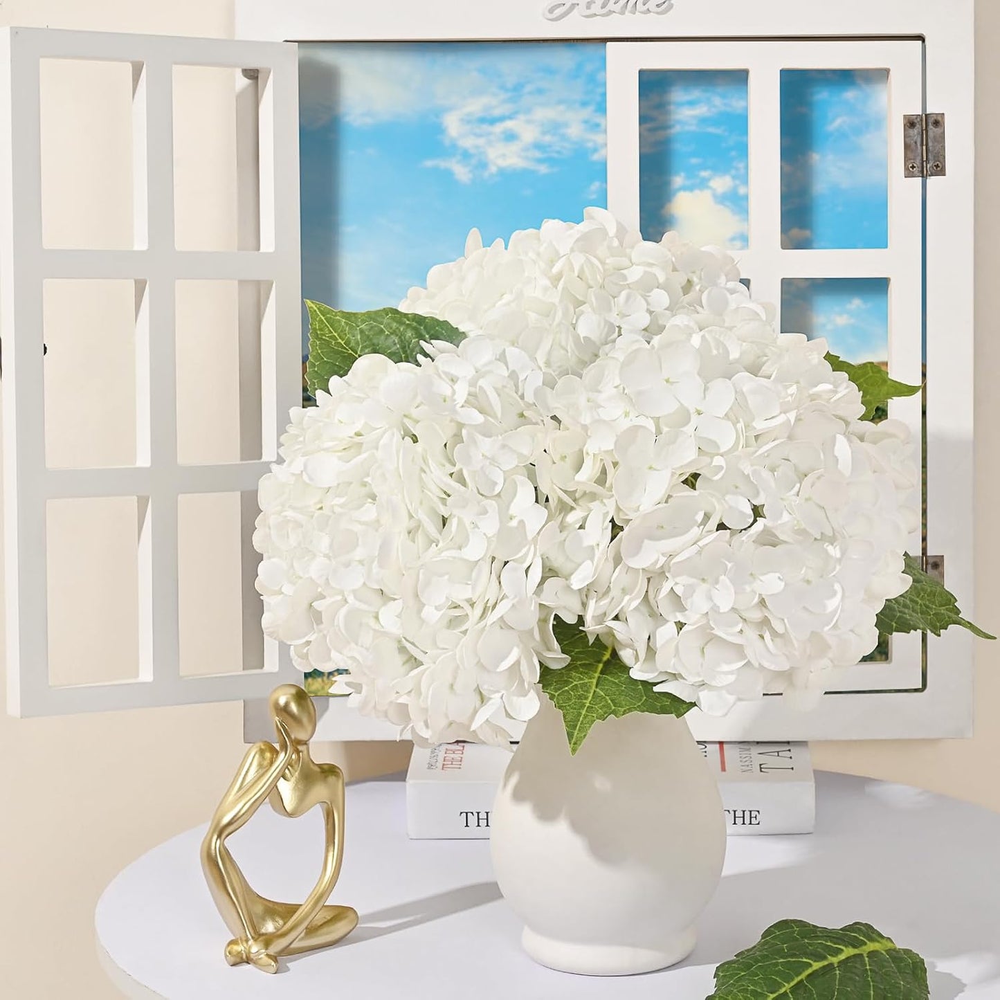 3Pcs 21in Hydrangea Artificial Flowers, Latex Real Touch Hydrangeas Lifelike Large Hydrangea Flowers for Home Decor Party Arrangements Wedding Bouquets Centerpieces (Blue)