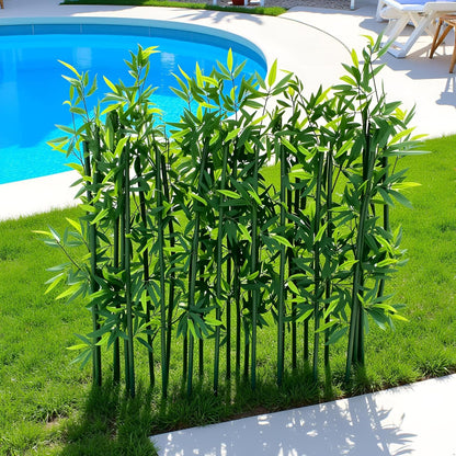 Artificial Bamboo Tree (Green, 4FT/1.2M, Artificial Bamboo Tree 4FT (20 Pack))- UV Resistant Outdoor Indoor Faux Bamboo Screen with Zip Ties & Accessories