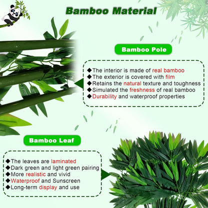 Artificial Bamboo Tree (Green, 4FT/1.2M, Artificial Bamboo Tree 4FT (20 Pack))- UV Resistant Outdoor Indoor Faux Bamboo Screen with Zip Ties & Accessories