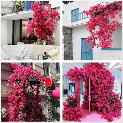 Pack of 16 - Artificial Bougainvillea Flower Stems Silk Bougainvillea Long Branches Full Blossoms for Home Wedding Table Centerpiece Shower Event Backdrop Indoor Outdoor Decorations (Fuchsia)