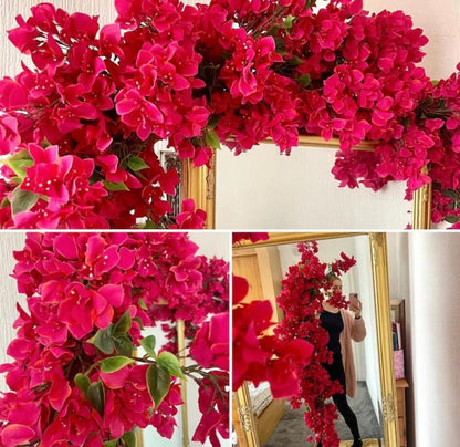 Pack of 16 - Artificial Bougainvillea Flower Stems Silk Bougainvillea Long Branches Full Blossoms for Home Wedding Table Centerpiece Shower Event Backdrop Indoor Outdoor Decorations (Fuchsia)