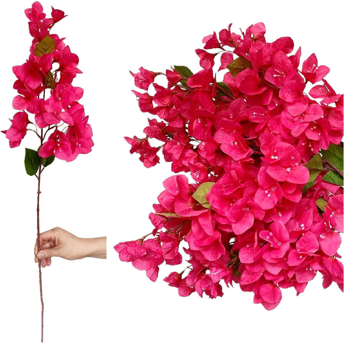 Pack of 16 - Artificial Bougainvillea Flower Stems Silk Bougainvillea Long Branches Full Blossoms for Home Wedding Table Centerpiece Shower Event Backdrop Indoor Outdoor Decorations (Fuchsia)