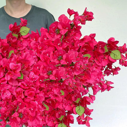 Pack of 16 - Artificial Bougainvillea Flower Stems Silk Bougainvillea Long Branches Full Blossoms for Home Wedding Table Centerpiece Shower Event Backdrop Indoor Outdoor Decorations (Fuchsia)