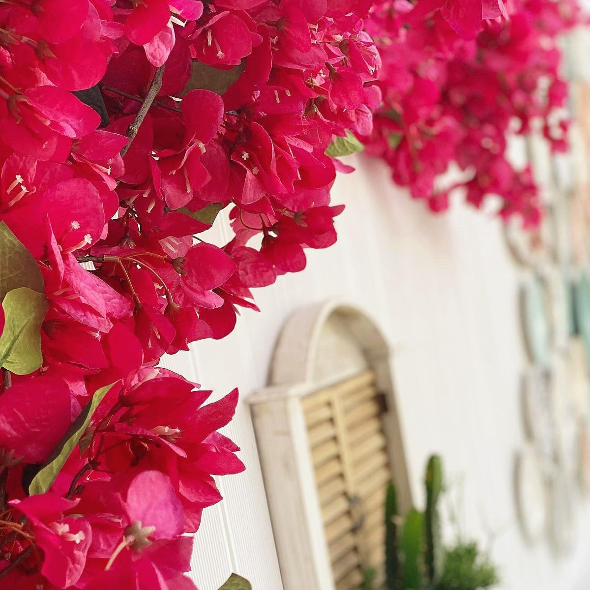 Pack of 16 - Artificial Bougainvillea Flower Stems Silk Bougainvillea Long Branches Full Blossoms for Home Wedding Table Centerpiece Shower Event Backdrop Indoor Outdoor Decorations (Fuchsia)