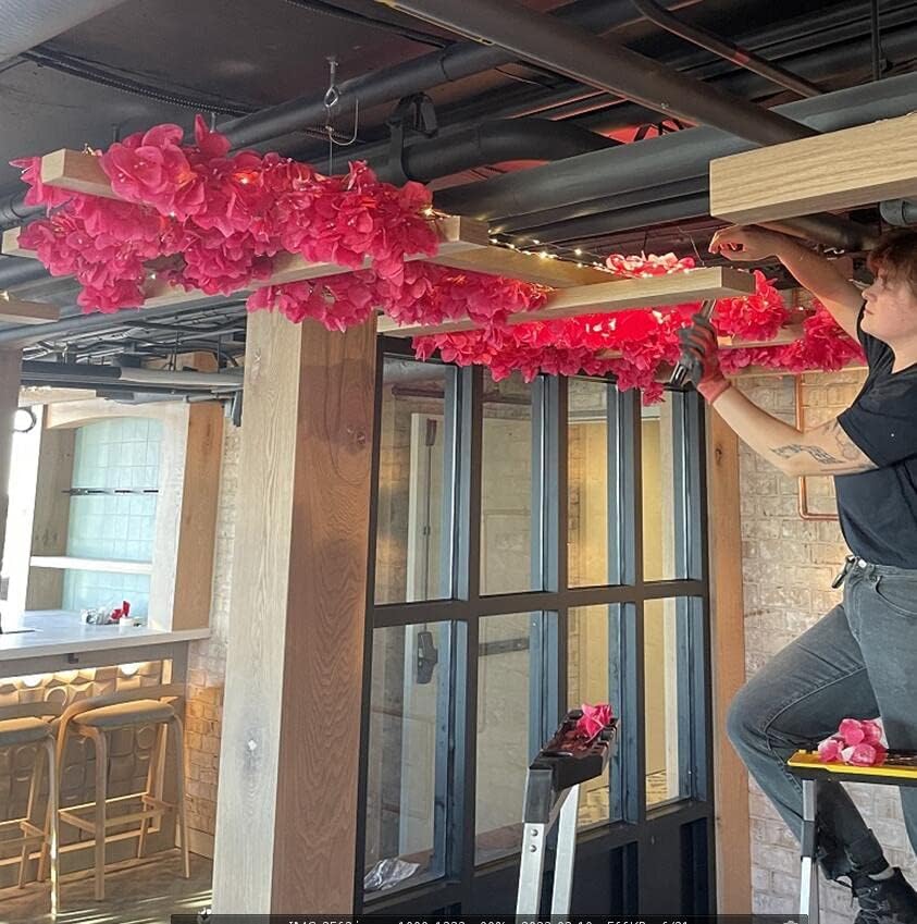 Pack of 16 - Artificial Bougainvillea Flower Stems Silk Bougainvillea Long Branches Full Blossoms for Home Wedding Table Centerpiece Shower Event Backdrop Indoor Outdoor Decorations (Fuchsia)