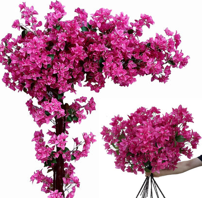 Pack of 16 - Artificial Bougainvillea Flower Stems Silk Bougainvillea Long Branches Full Blossoms for Home Wedding Table Centerpiece Shower Event Backdrop Indoor Outdoor Decorations (Fuchsia)