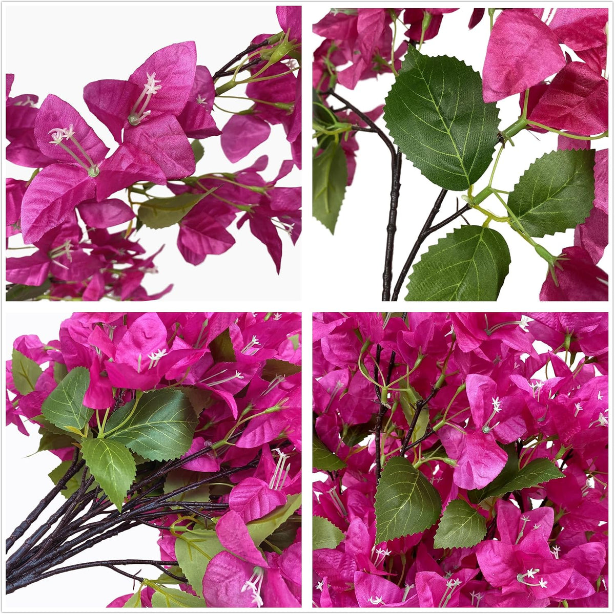 Pack of 16 - Artificial Bougainvillea Flower Stems Silk Bougainvillea Long Branches Full Blossoms for Home Wedding Table Centerpiece Shower Event Backdrop Indoor Outdoor Decorations (Fuchsia)