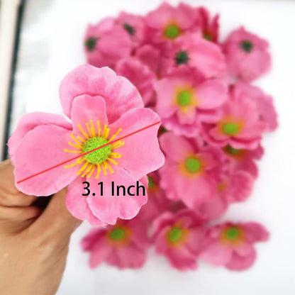20pcs Artificial Poppy Flower Heads, Red