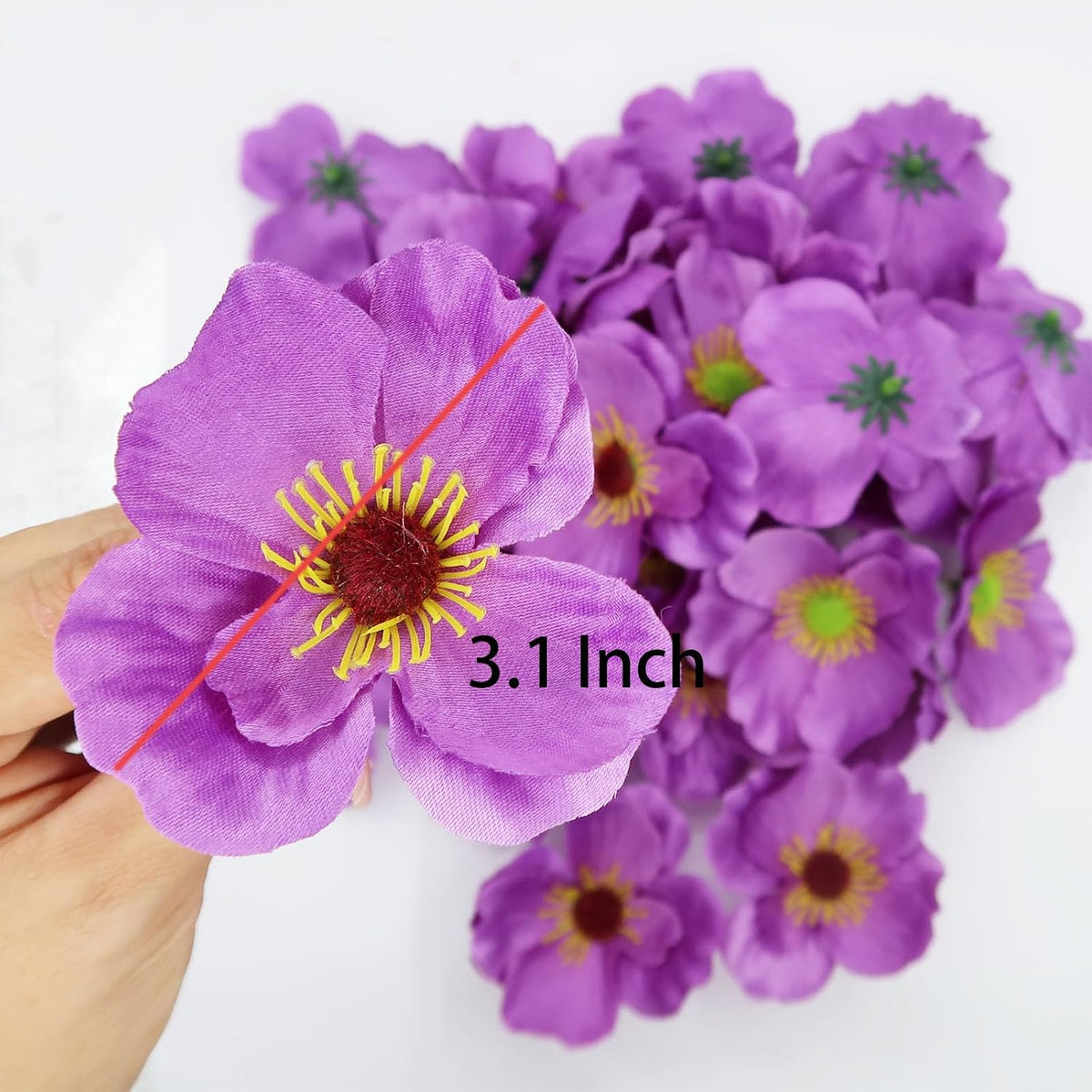 20pcs Artificial Poppy Flower Heads, Red