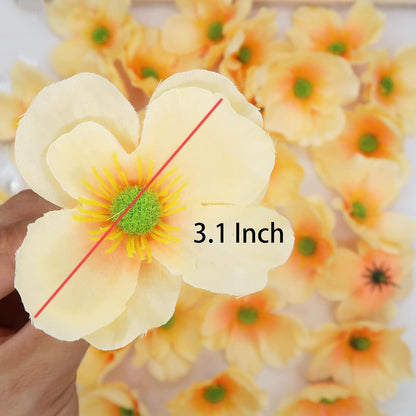 20pcs Artificial Poppy Flower Heads, Red