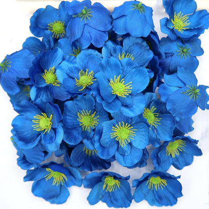 20pcs Artificial Poppy Flower Heads, Red