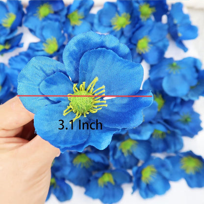 20pcs Artificial Poppy Flower Heads, Red