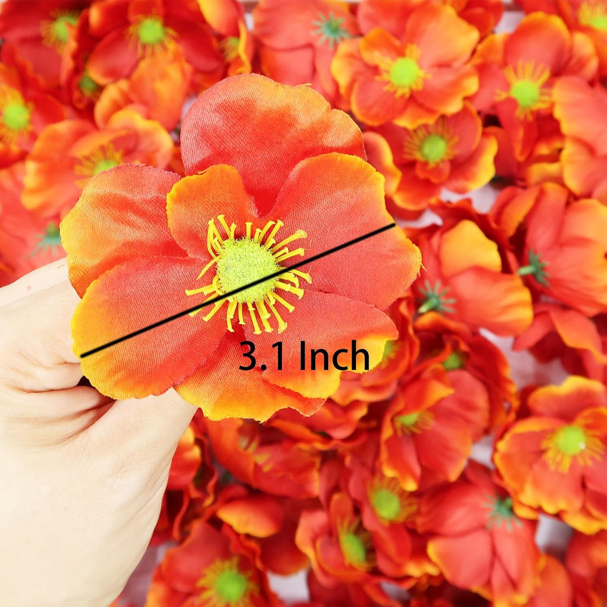 20pcs Artificial Poppy Flower Heads, Red