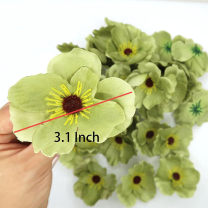 20pcs Artificial Poppy Flower Heads, Red