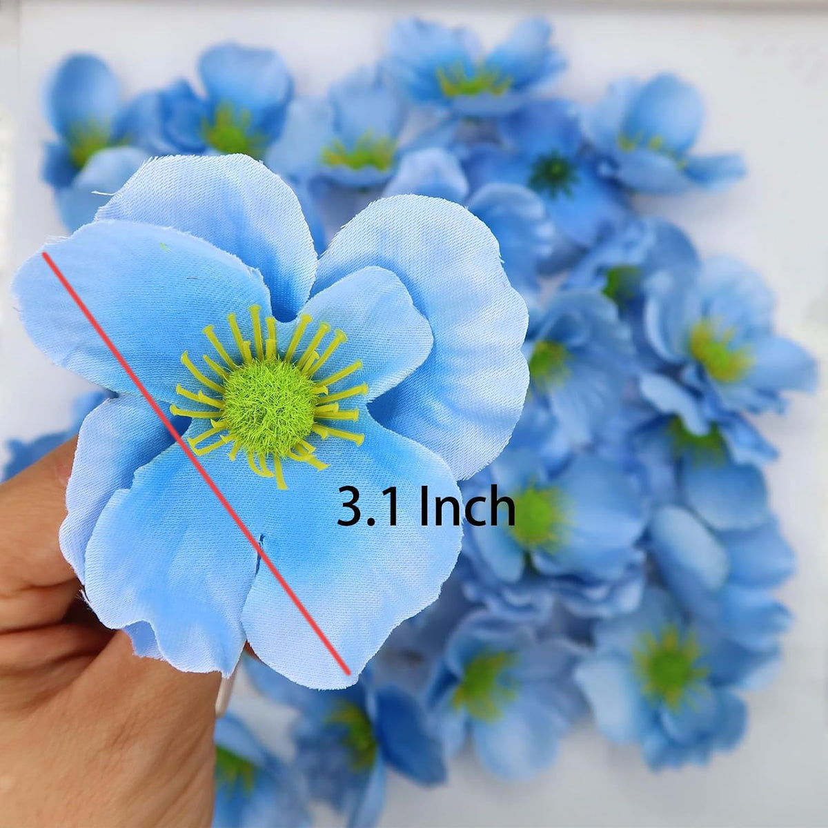 20pcs Artificial Poppy Flower Heads, Red