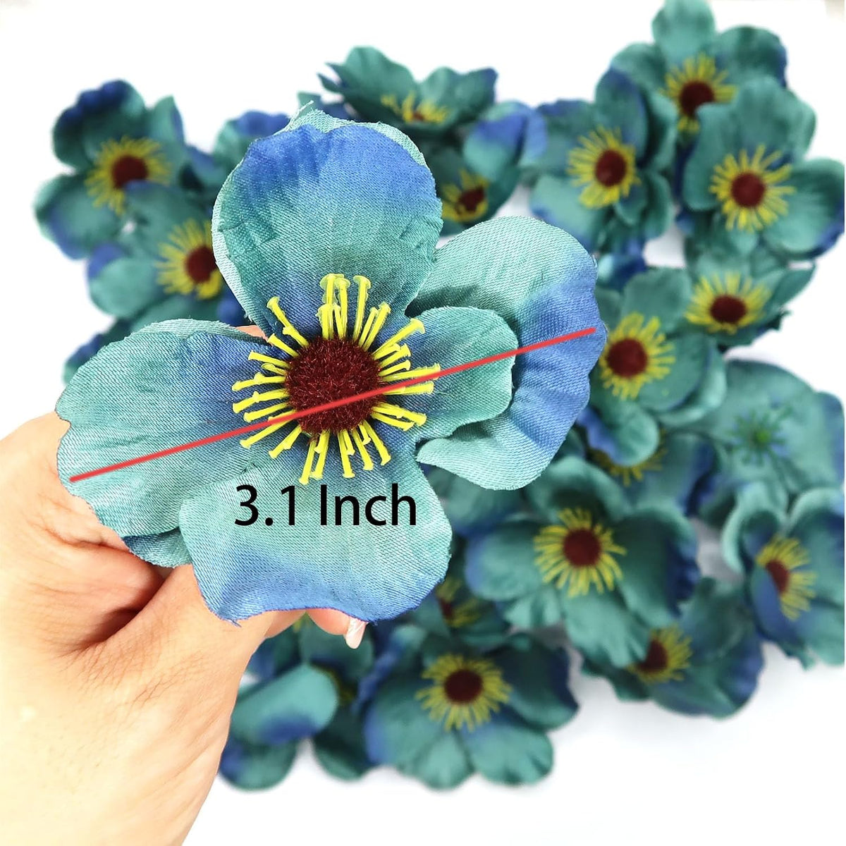 20pcs Artificial Poppy Flower Heads, Red