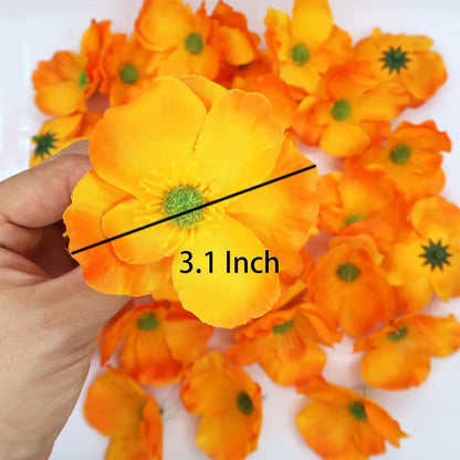 20pcs Artificial Poppy Flower Heads, Red