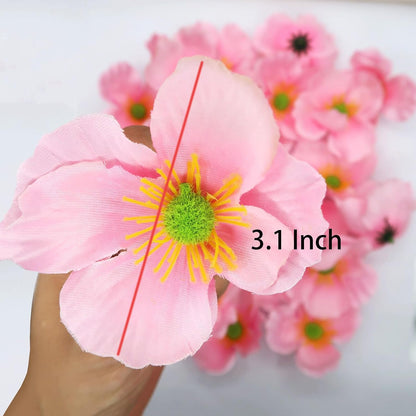 20pcs Artificial Poppy Flower Heads, Red