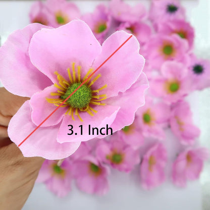 20pcs Artificial Poppy Flower Heads, Red