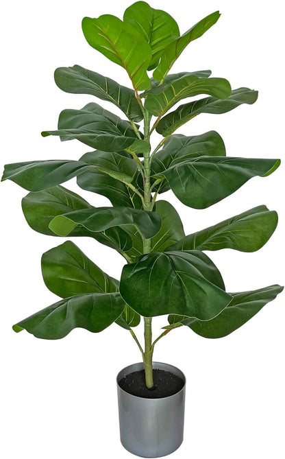 Artificial Fiddle Leaf Fig Tree/Faux Ficus Lyrata for Home Office Decoration, 30.5" Tall, with Cotton Rope Basket