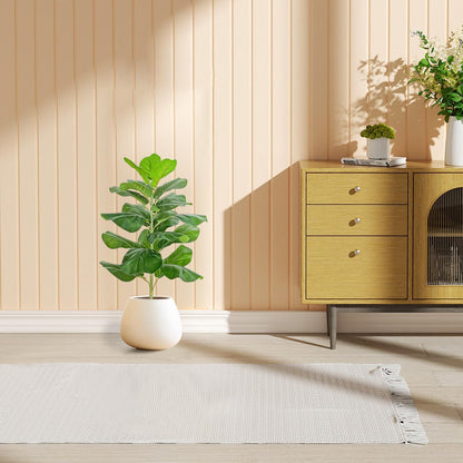 Artificial Fiddle Leaf Fig Tree/Faux Ficus Lyrata for Home Office Decoration, 30.5" Tall, with Cotton Rope Basket