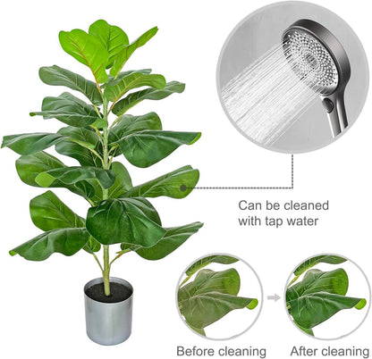 Artificial Fiddle Leaf Fig Tree/Faux Ficus Lyrata for Home Office Decoration, 30.5" Tall, with Cotton Rope Basket