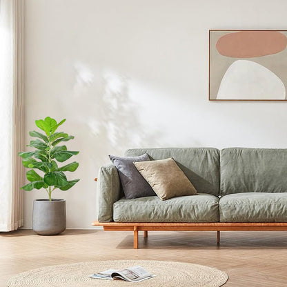 Artificial Fiddle Leaf Fig Tree/Faux Ficus Lyrata for Home Office Decoration, 30.5" Tall, with Cotton Rope Basket