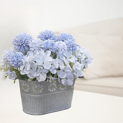 Artificial Hydrangea Potted Flower, Silk Flowers Arrangement for Table Centerpieces Décor, Flower Bouquet for Wedding Decoration, Blue