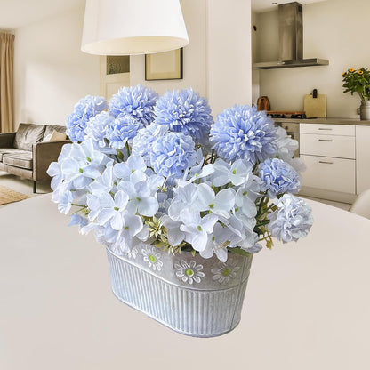 Artificial Hydrangea Potted Flower, Silk Flowers Arrangement for Table Centerpieces Décor, Flower Bouquet for Wedding Decoration, Blue