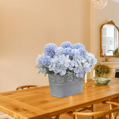 Artificial Hydrangea Potted Flower, Silk Flowers Arrangement for Table Centerpieces Décor, Flower Bouquet for Wedding Decoration, Blue