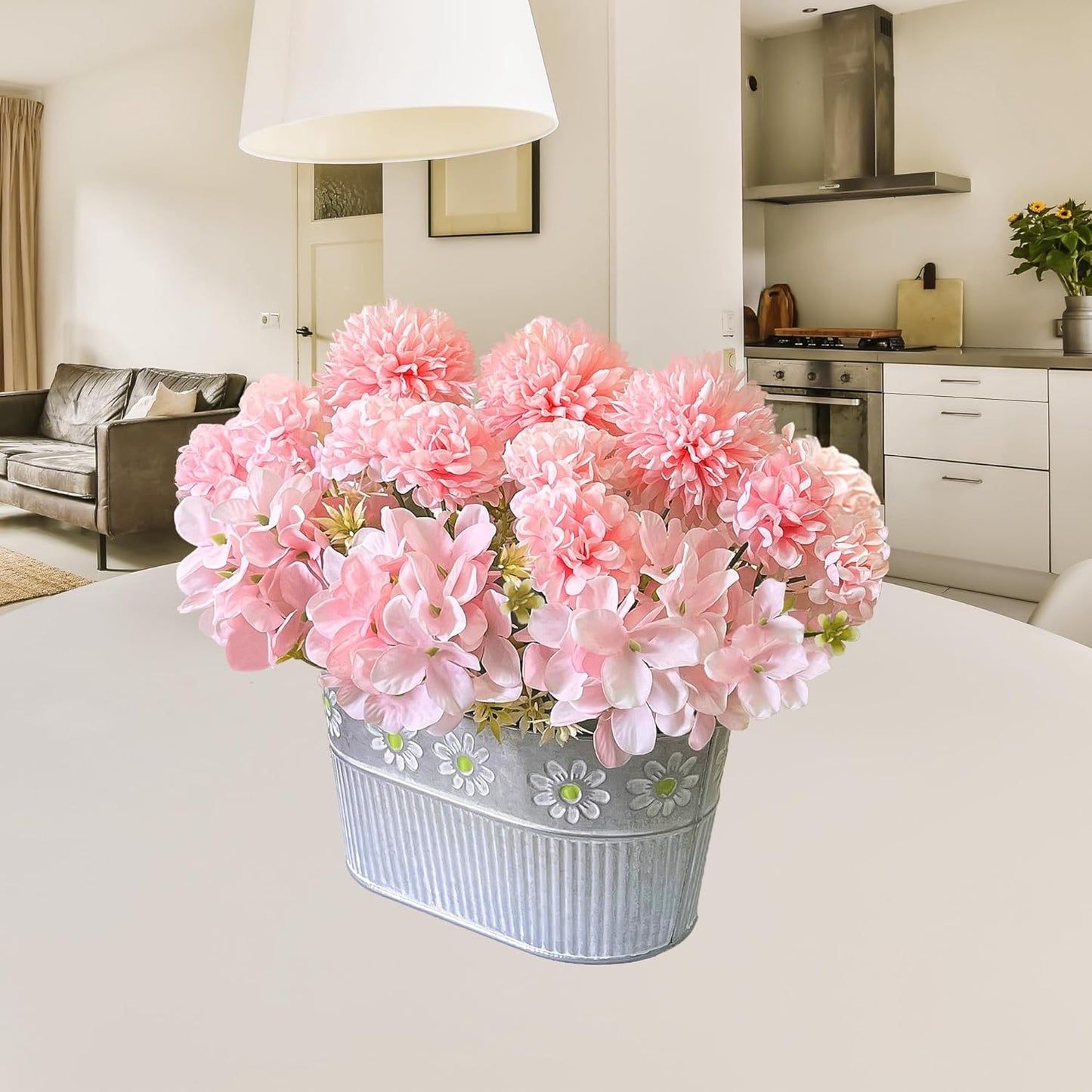 Artificial Hydrangea Potted Flower, Silk Flowers Arrangement for Table Centerpieces Décor, Flower Bouquet for Wedding Decoration, Blue