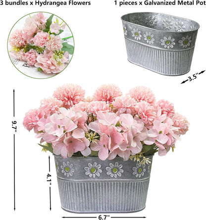 Artificial Hydrangea Potted Flower, Silk Flowers Arrangement for Table Centerpieces Décor, Flower Bouquet for Wedding Decoration, Blue