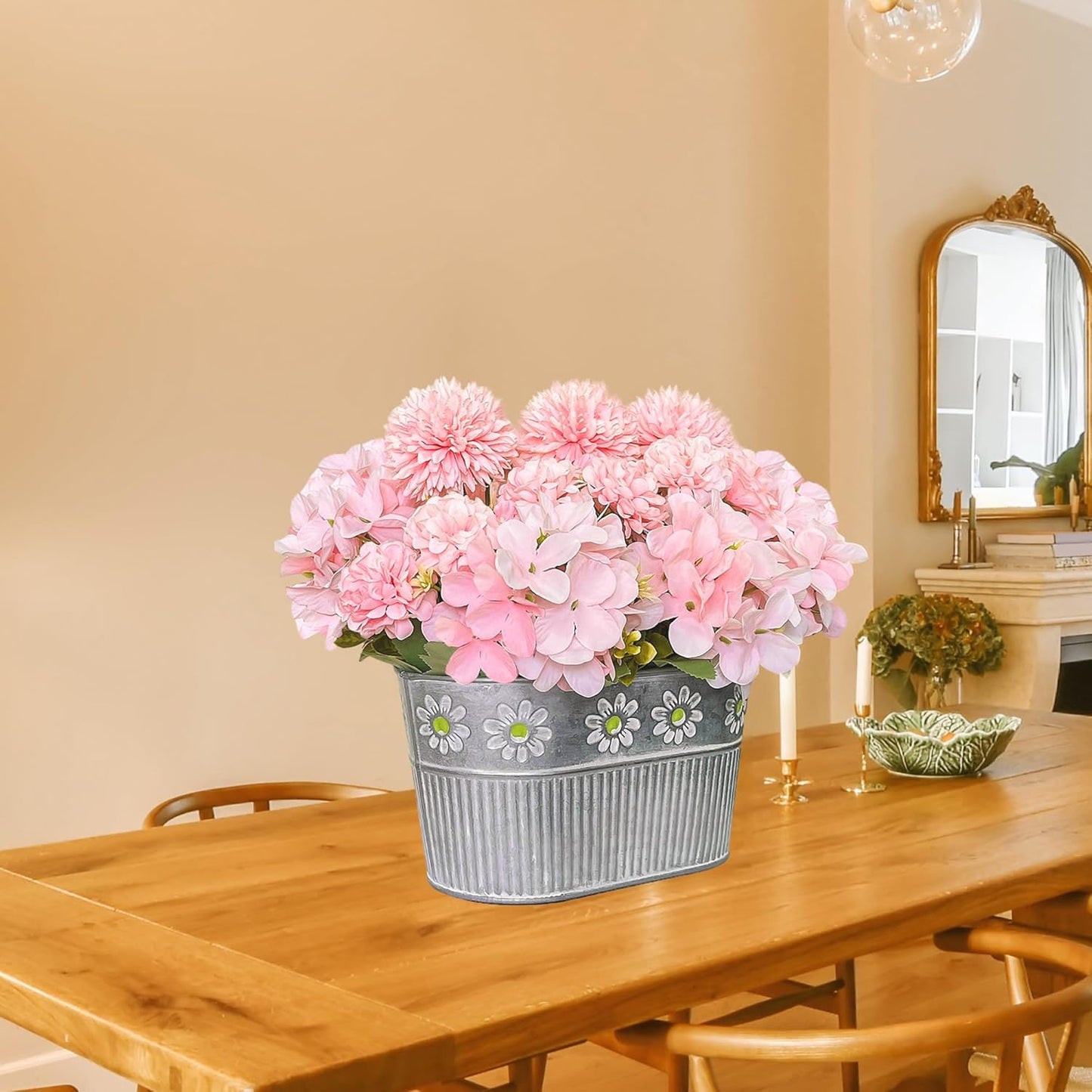 Artificial Hydrangea Potted Flower, Silk Flowers Arrangement for Table Centerpieces Décor, Flower Bouquet for Wedding Decoration, Blue